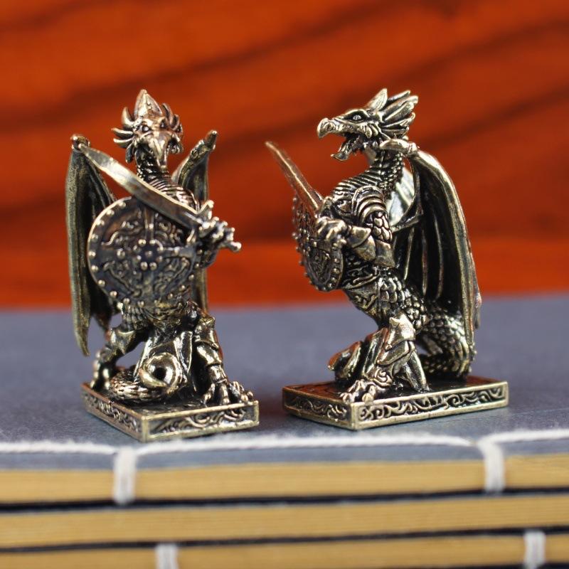 

New Pure Brass Dragon Warrior Statue Desktop Ornament, European Mythology Griffin Ornament, Retro Home Feng Shui Decoration A