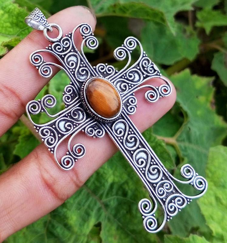 

Tiger Eye Gemstone 925 Sterling Silver Plated Gift Pendant Jewelry CCP-P70