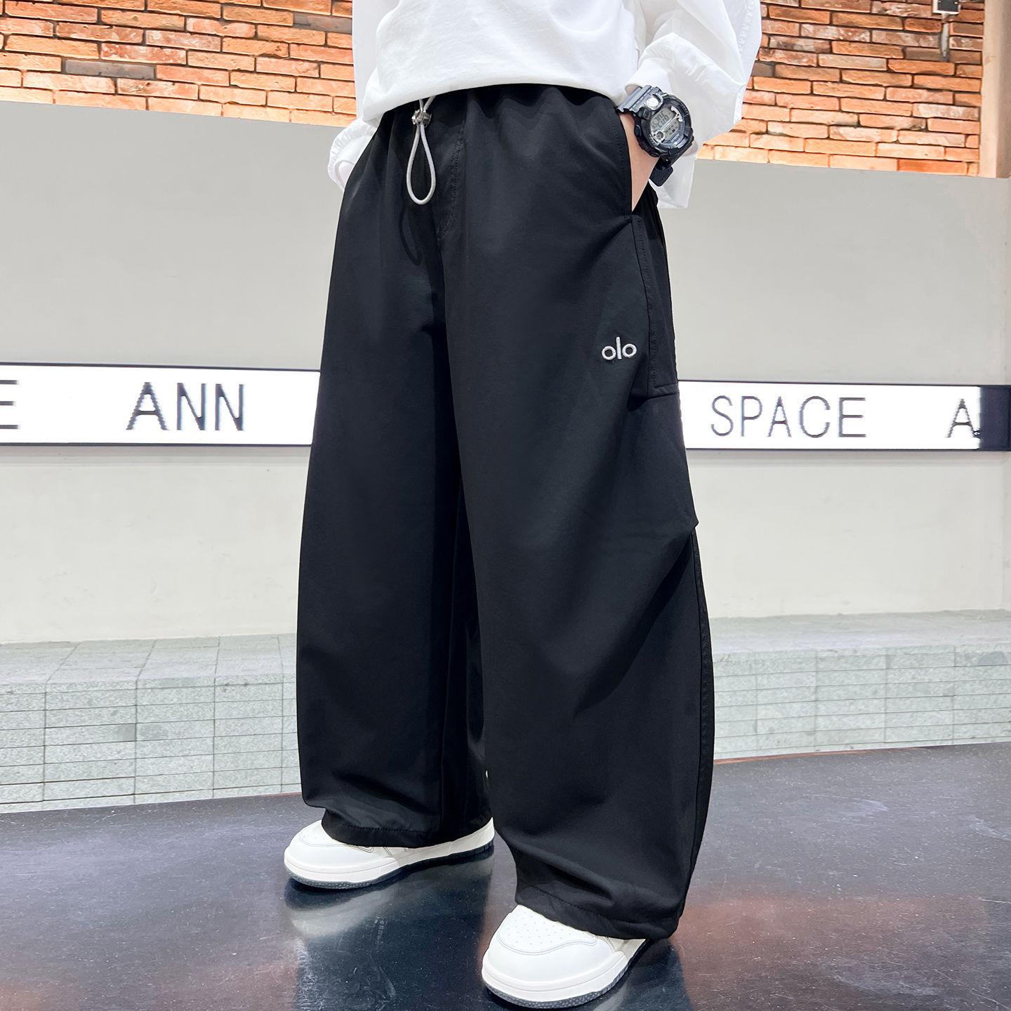 

Быстросохнущие белые летние спортивные брюки для мальчиков: Модные, легкие, противомоскитные брюки для детей 130cm чёрный