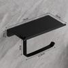 Toilet Paper Holder Phone Shelf 2 in 1 No Drill Wall Mount Bathroom Tissue Roll Storage Rack Organizer Bathroom Accessories