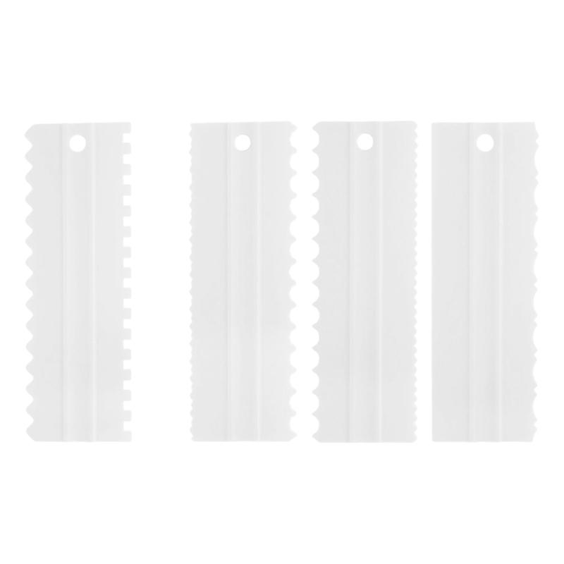 4 Piece Baking Tool Set Including Assorted Comb Scrapers Plastic for Quick Cake Decoration possesses Secure ending