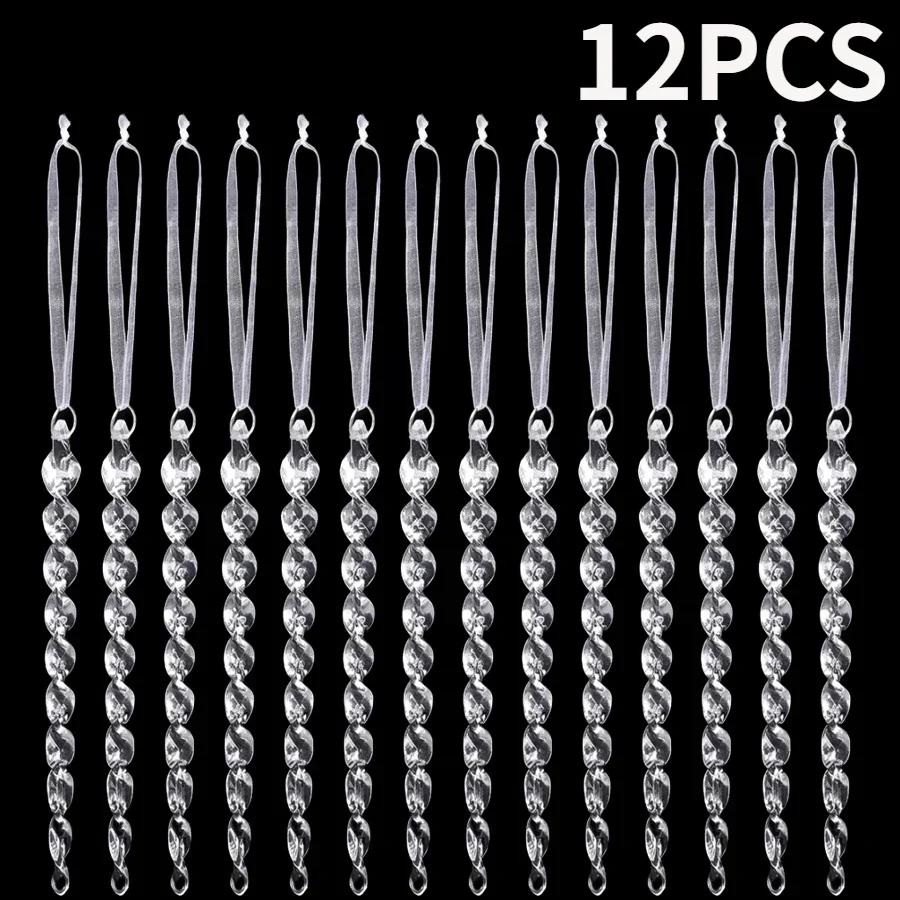 12/2 STÜCK Acryl Weihnachtsanhänger Kristallklar Schneeflocke Eiszapfen Weihnachtsbaum Anhänger Feiertag Winter Party Hängende Ornamente