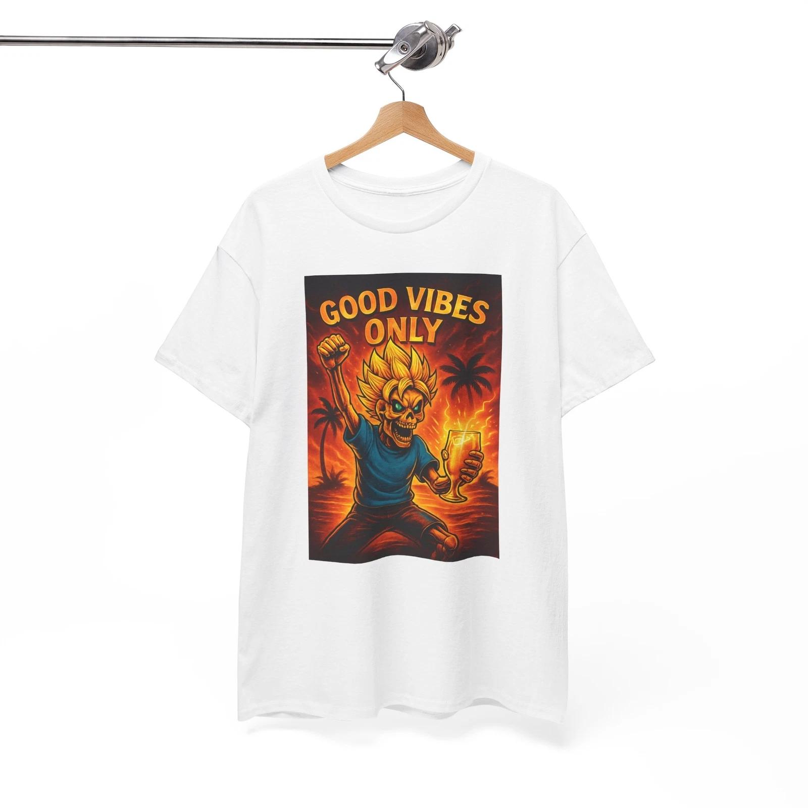 Good Vibes Only-Super Saiyan Skeleton Inspired Cotton Tee-Beachwear-Summer Shirt 3XL