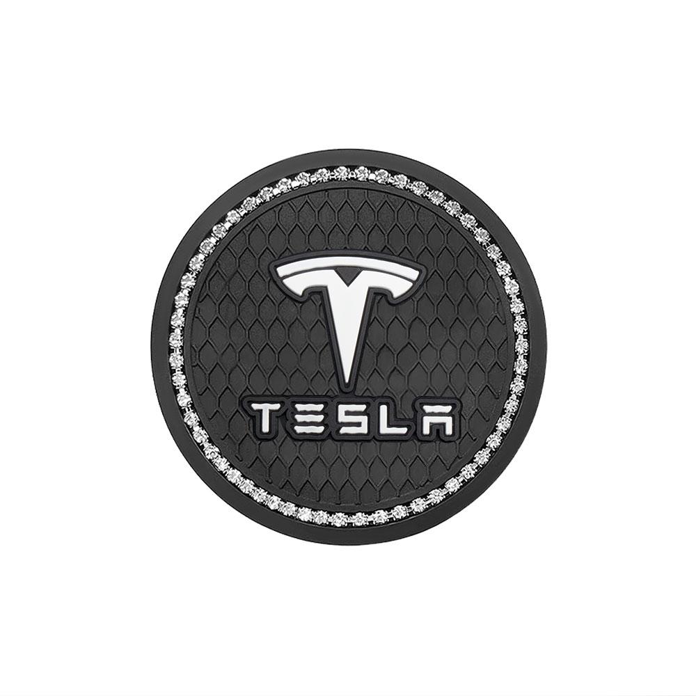 

1/2pcs Diamond Car Coaster Water Cup Rubber Non-slip Mat For Tesla Model 3 Model S Model Y 2020 2021 Roadster SpaceX Cybertruck