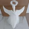 Yousheng 1 Set Angel Goose Outfit, Porch Goose Angel Devil Costume, Feather Wings Skirt Headband Wand Set, Fits Porch Goose Statue for Home Yard Lawn