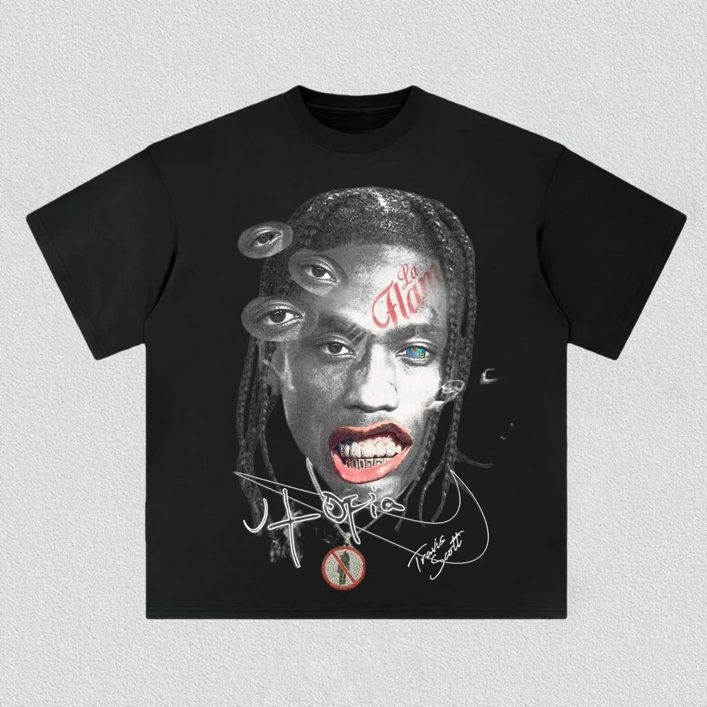 Travis Scott Y2K Graphic 100 Cotton Unisex 2026 Fashion Crew Neck Short Sleeve HipHop Tee Fan Gift Women And Unisex Tshirt