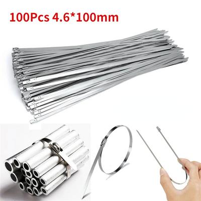 100 stuks 4,6 mm roestvrij staal marine kwaliteit metalen kabelbinders ritsband vergrendeldraad metalen kabel ritsband wikkel uitlaatbanden