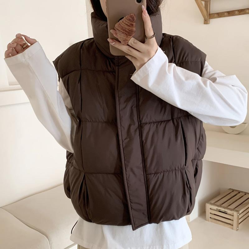 Fashion Winter Women Vests Stand Collar Thick Warm Sleeveless Parka Woman Loose Short Outerwear