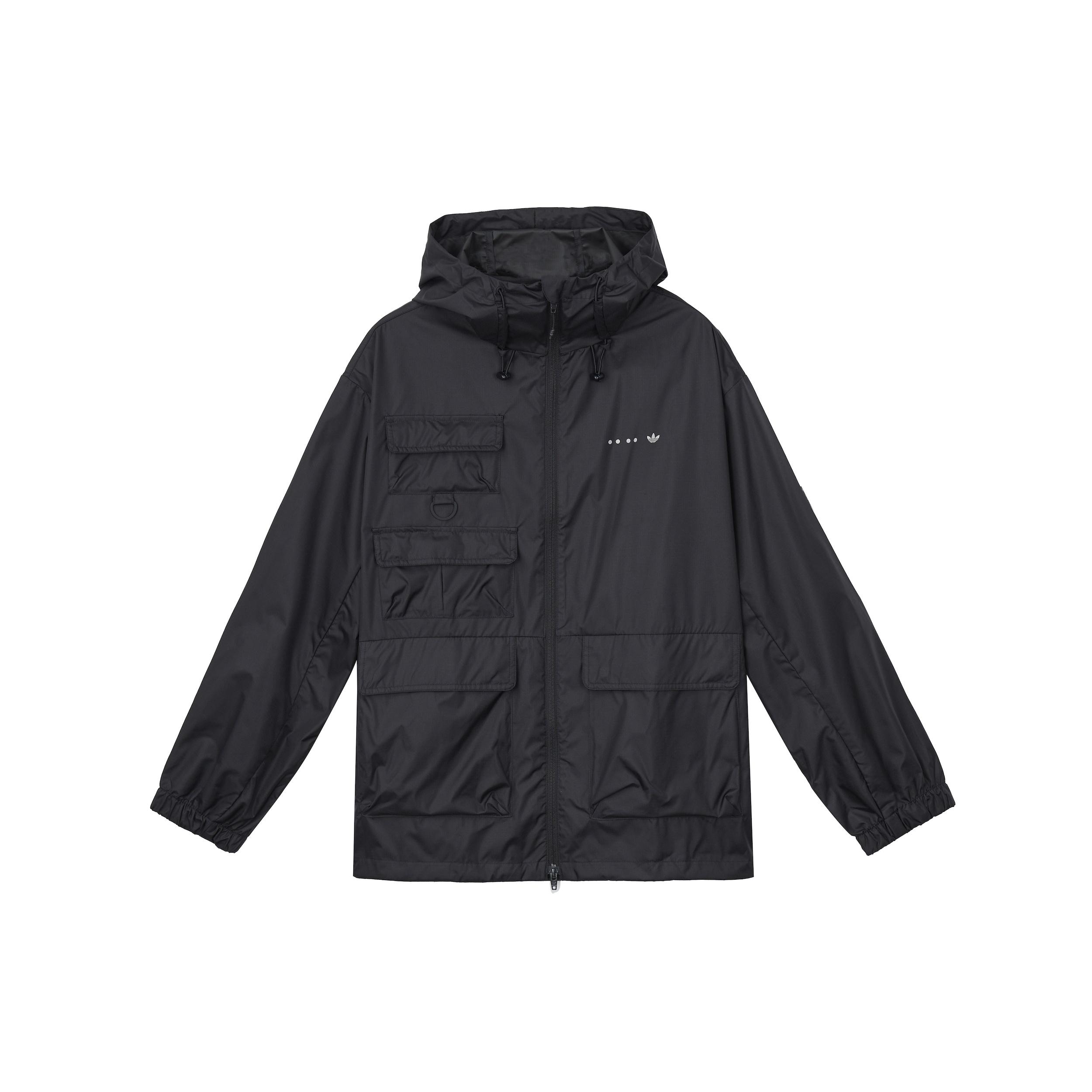Men s adidas originals SS22 Solid Color Stand Collar Hooded Drawstring Sports Jacket Autumn Black HS2025 M