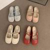 Flat-bottomed French small fragrant bag head half slippers women's shoes wear 2025 new summer Mary Jane half tray sandals