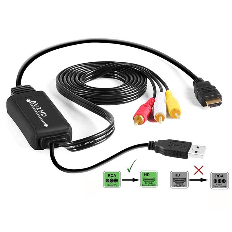 AV To HDMI Converter Cable - RCA To HDMI for TV and Projector