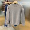 Spring Autumn Men's Half High Collar Solid Color Pullover Splice Casual Fashion Elegant Commuter Long Sleeve Sweater