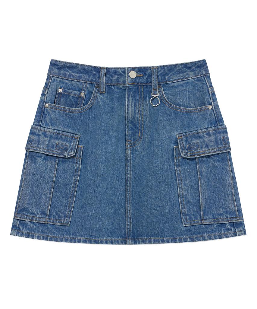COVERNAT WOMAN Cargo Denim Mini Skirt Blue