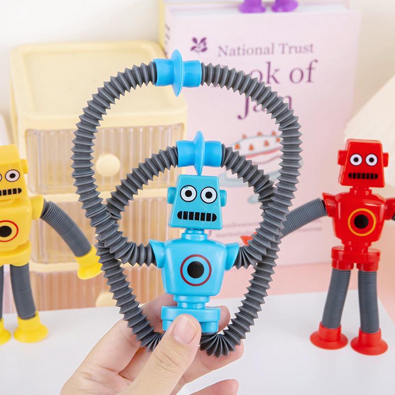Spot Luminous Telescopic Robot Tube: Children's Cartoon Suction Cup Toy for Parent-Child Interaction and Creative Decompression.