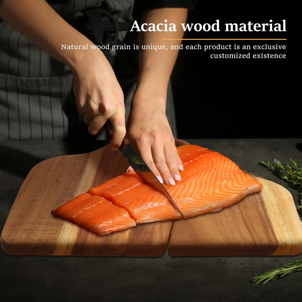 2Pcs Wood Couple Cutting Board Smooth Edge Multipurpose Couple Charcuterie Board With Handle for Vegetable Fruit Salad