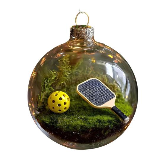 Vtipné 3D ozdoby na vánoční stromek ve tvaru sportovních míčů, mikroscéna, sportovní sváteční ozdoba, čirá koule