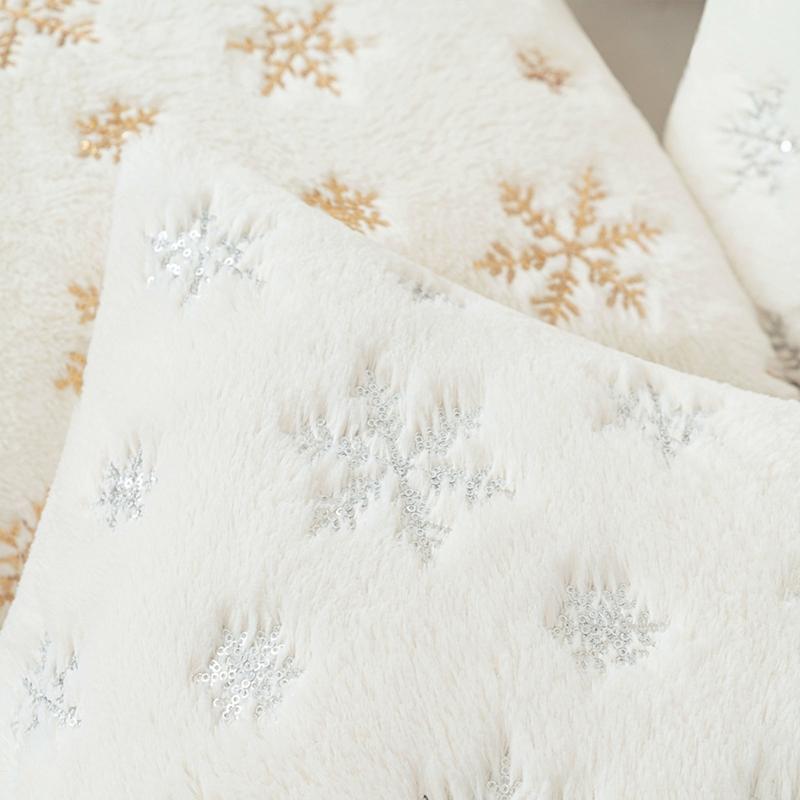 Snowflake Print Cushion Cover Sofa Couch Decoration Pillow Cover  Pillowcase Perfect for Christmas Decorations