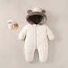 Baby Boys and Girls Bodysuits Cute Cartoon Hooded Winter Pajamas - Thickened Padded Fashion Warm Baby Pajamas