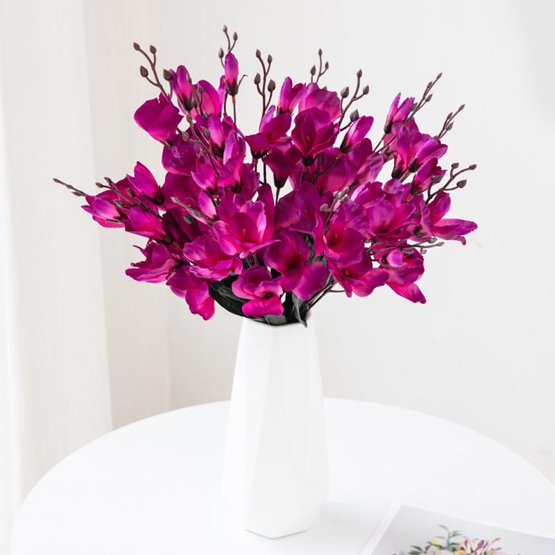 1PC Magnolia Bouquet Artificial Flowers for Home Decor Wedding Christmas Party Supplies Photography Props Bride Accessories