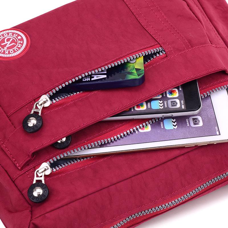 Women Solid Color Water Repellent Nylon Travel Shoulder Bag Crossbody Bags