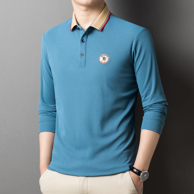 Autumn New Middle-aged Men's Long-sleeved T-shirt Men's Dad's Casual Loose Lapel Men's Polo Shirt for Men