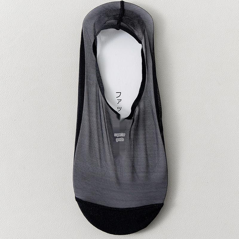 Women's Plus Size Low-Cut Invisible Socks - Ice Silk, Anti-Slip, Thin Cotton Sole, Spring/Summer