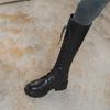 Fashion Casual and Thin New Lace-up But Long Boots Women's Knight Boots Autumn and Winter Small Tall Boots Thick-soled Knees