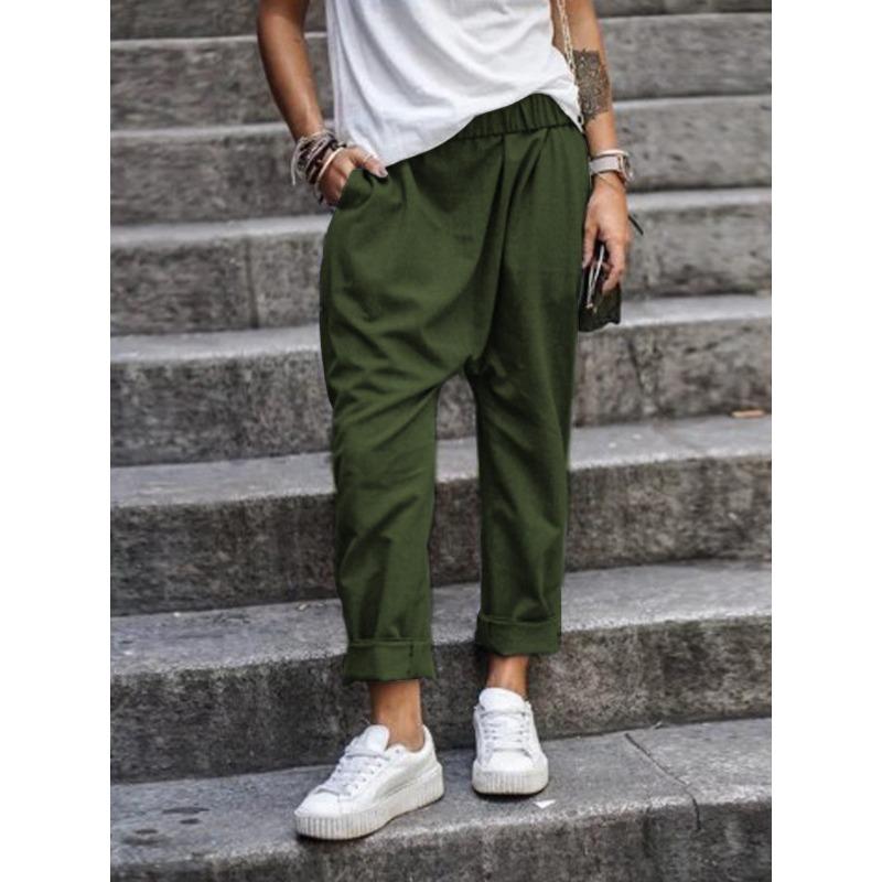 YYFS Dámská móda Ležérní Jednobarevný potisk Kalhoty s vysokým pasem Kalhoty & Capris