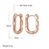 Fashion  Rose Gold Color Simple Glossy Rectangular Hoop Earrings For Women Party High Quality Daily Fine Jewelry