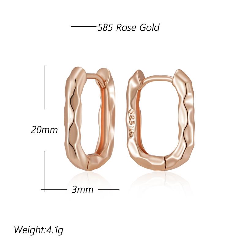 Fashion Rose Gold Color Simple Glossy Rectangular Hoop Earrings For Women Party High Quality Daily Fine Jewelry