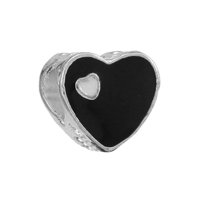 4pcs Sale Romantic Style Enamel Love Heart Charms Beads Fit Original Bracelets Necklaces For Women Girlfriend Jewelry Making