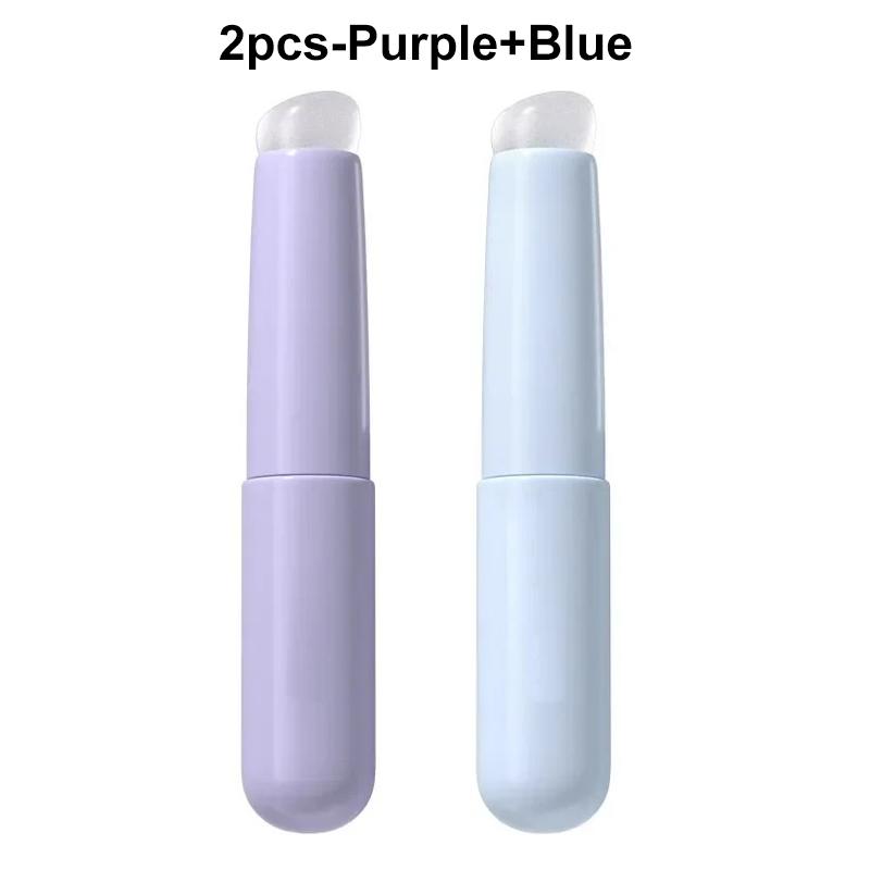 

2 шт. Силиконовая кисть для губ с крышкой, круглая головка, скошенная кисть для консилера и помады Q, мягкая кисть для теней, многофункциональные кисти для макияжа