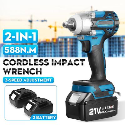 588N.m.2 In 1 Electric Impact Wrench Brushless Cordless Electric Wrench 1/2 Inch Compatible Makita 21V Battery