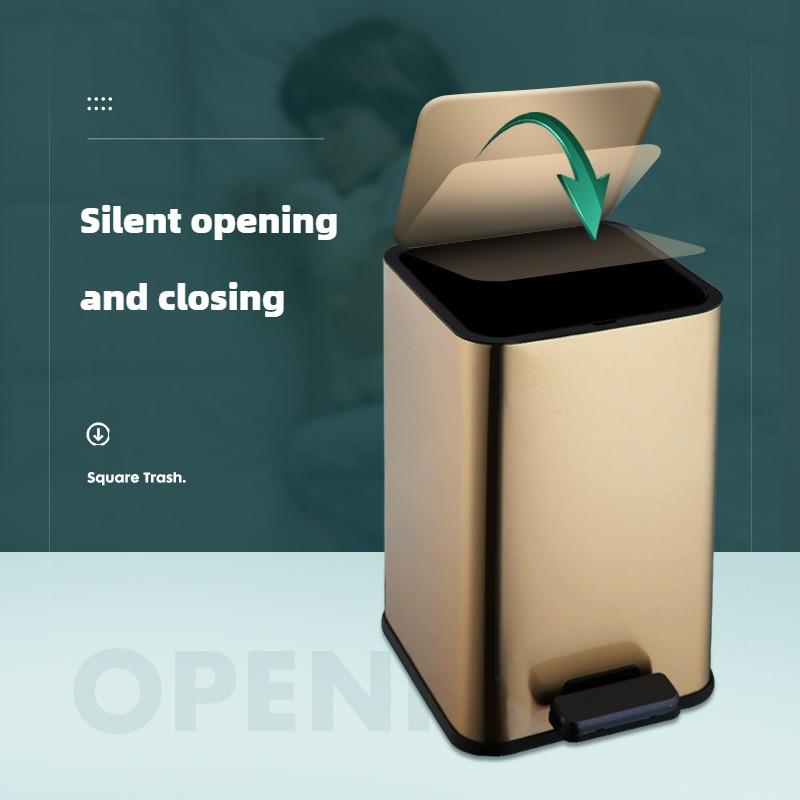 Household Bathroom Trash Can Kitchen Living Room Stainless Steel Garbage Basket Large Capacity Pedal Rubbish Bin