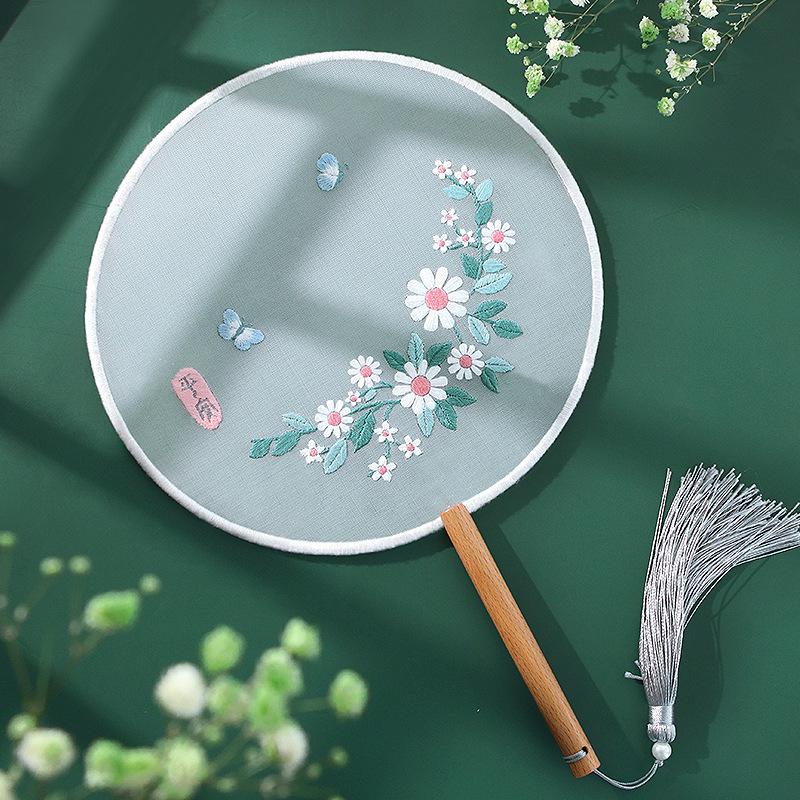 

Летний набор для вышивания своими руками для начинающих: Круглый веер с вышивкой в старинном стиле «Су» и ленточным штампом