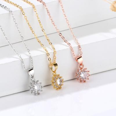 Temperament Style Personality Diamond-encrusted Round Necklace Pendant Female Simple Collarbone Chain Jewelry