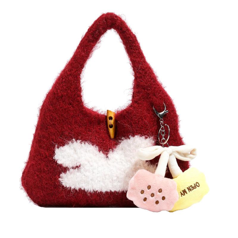 Knitted Handbag with A Cute and Niche Design Sense, Woven Bag, and Mobile Phone Bag