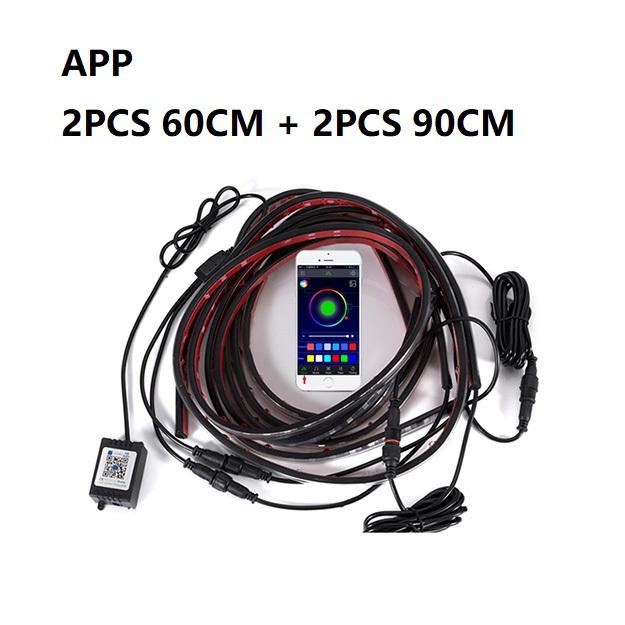 Under Car LED Lights Underglow Flexible Strip Lights Music RGB Decorative bottom decoration atmosphere lamp Chassis Light 12V APP 60cm 90cm