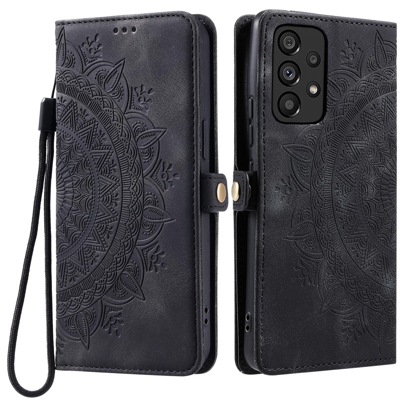 

Style 016 For Samsung Galaxy A33 5G Case Skin Feel Totem Imprinted Wallet Leather Phone Cover Black