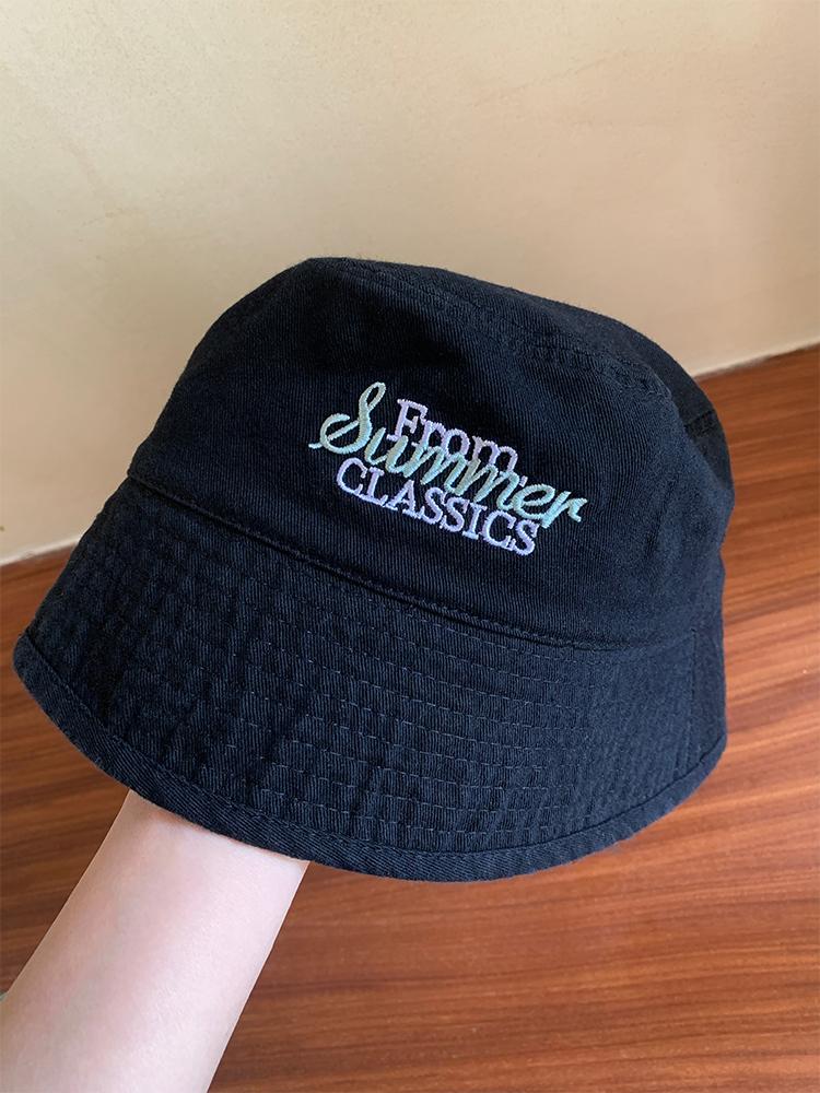 Bucket hat new spring and summer solid color letter basin hat versatile bucket hat sunscreen visor hat