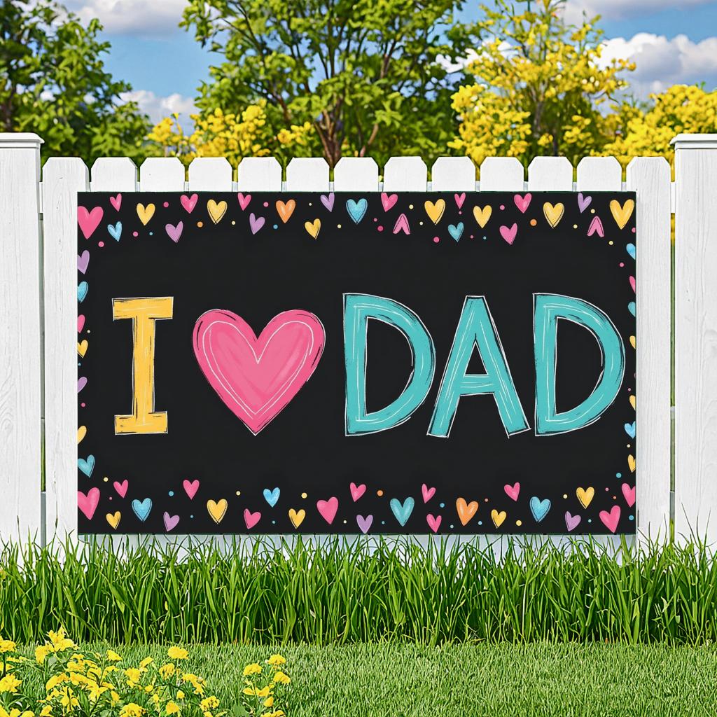 Colorful Hearts Father's Day Banner Decorative Pattern Father's Day Decoration Vibrant Colors Heart Design Heart Design Banner