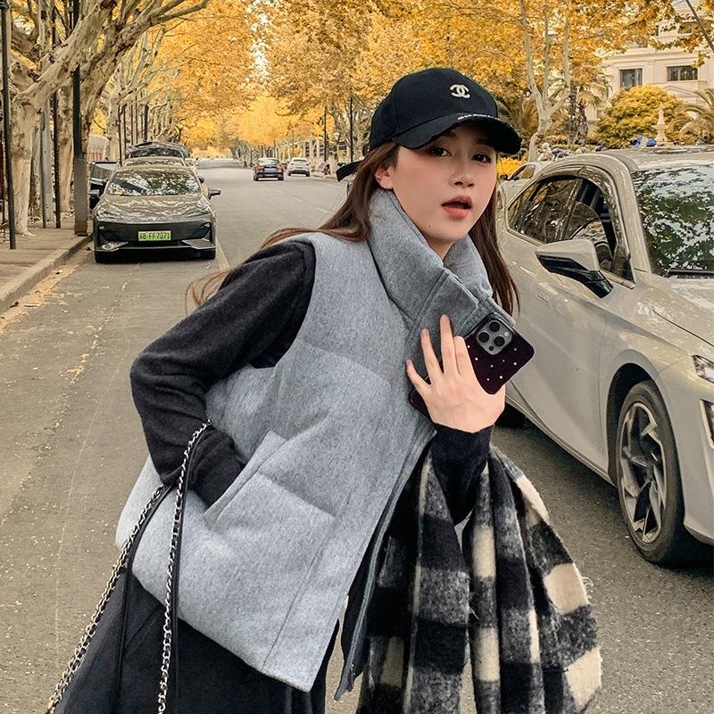 

Новый серый шерстяной тонкий утолщенный пуховый хлопковый жилет осенняя модная верхняя одежда XXL светло-серый