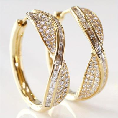 Exquisitos Pendientes de Aro Brillantes de Circonita Sintética Estilo Elegante Conciso para Mujer Accesorios de Joyería Versátiles para el Día a Día y Banquetes