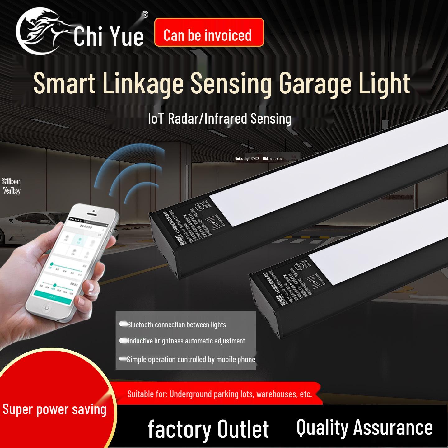 Smart IoT LED Radar Sensor Garage Light with Cloud Connectivity Mobile Debugging Control Gateway
