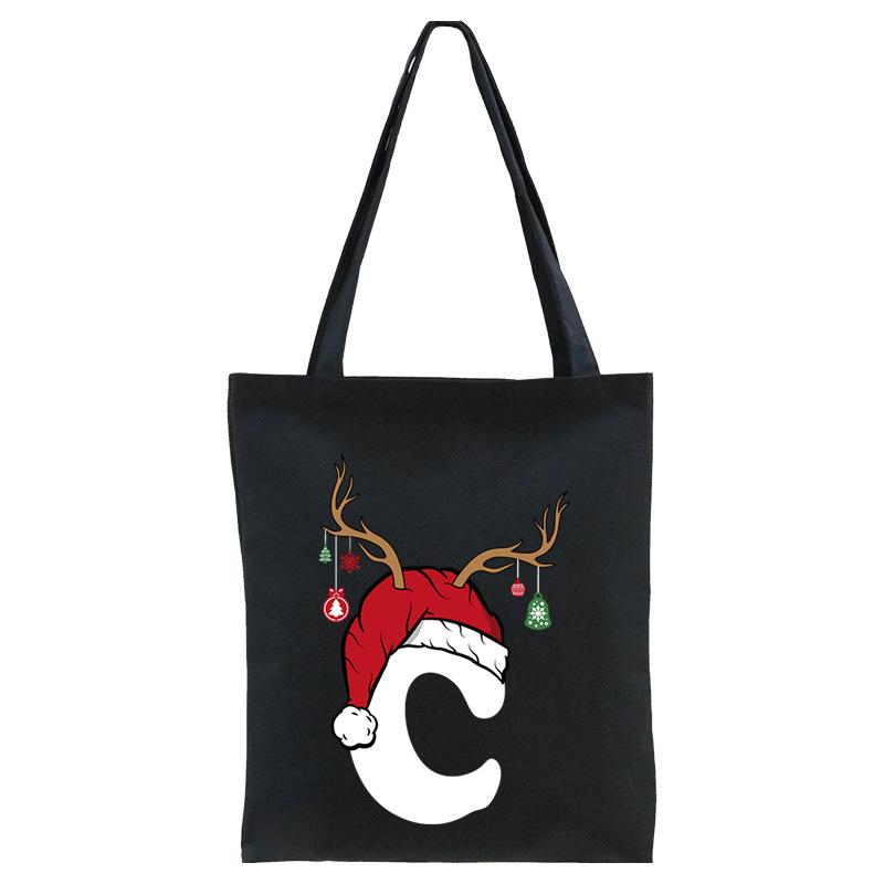Christmas 26 English Letter Printing Tote Bag Shoulder Bag Women's New Large Capacity Go Out Portable