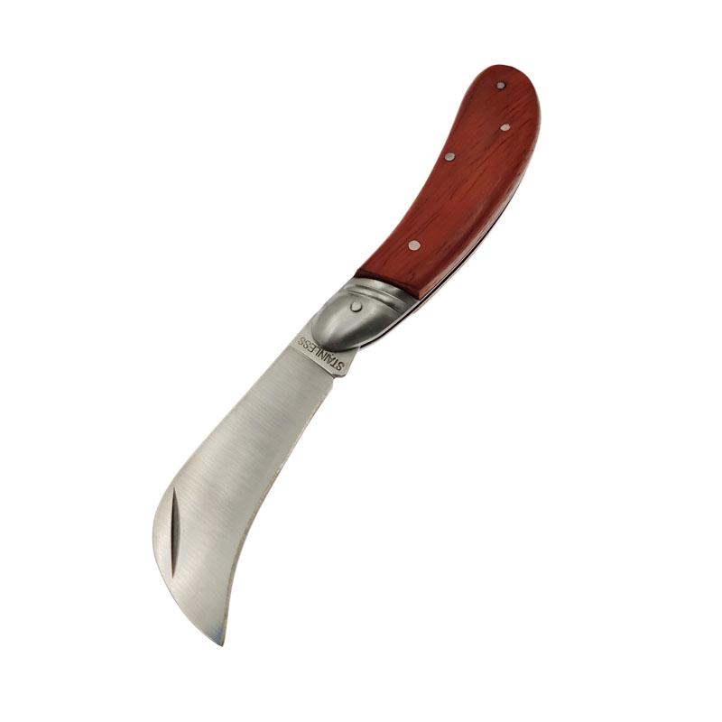 Coltello a fungo in acciaio inossidabile Manico in palissandro Falcetto Tascabile EDC Utilità Elettricista Coltello pieghevole Portatile Strumento da esterno