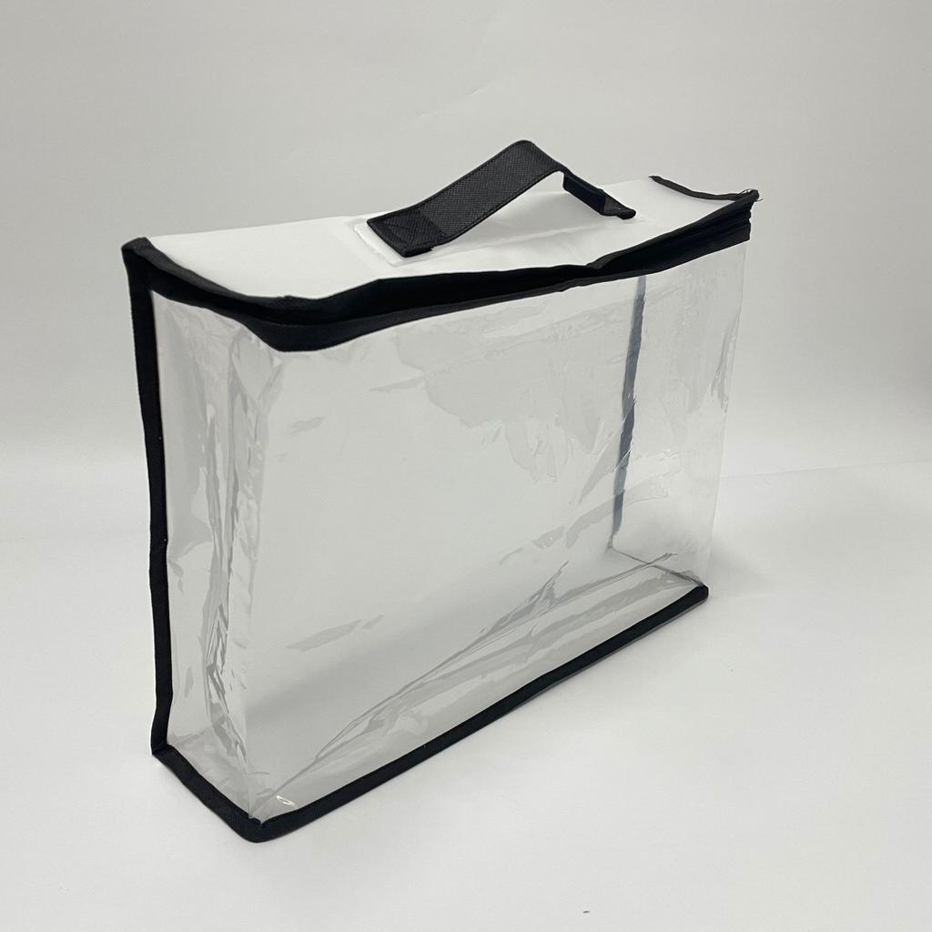 Small Clear PVC Zipper Storage Bag with Handle, Household Bedding/Blanket/Pillow Core Packaging Pouch
