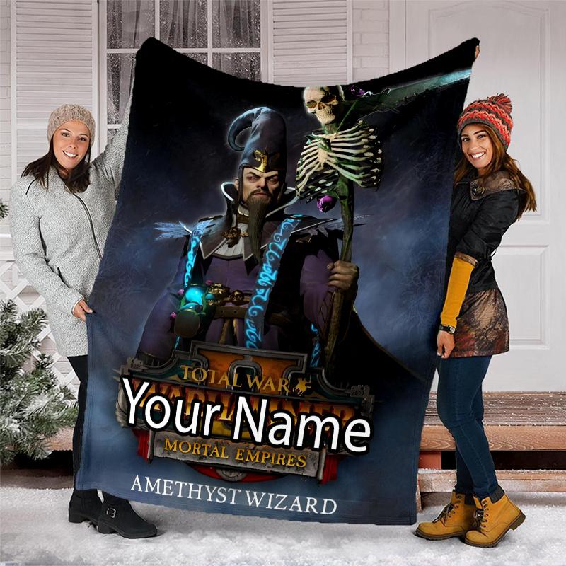 Custom Name Total War Warhammer Theme Printed Blanket - Perfect for Couch, Bed, Travel & Outdoor Use | Machine Washable, Cozy & Durable.