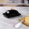 Ceramic Butter Dish with Lid Western Cheese Butter Box with Stainless Steel Butter Knife Restaurant Decorative Kitchen Supplies