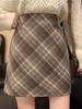 Plus Size Woolen Plaid A-line Midi Skirt - Autumn/Winter High Waist Bodycon for Pear Shape Women